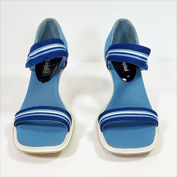 Jeffrey Campbell Touchdown Blue Combo Kitten Heel Sandals - Picture 2 of 7
